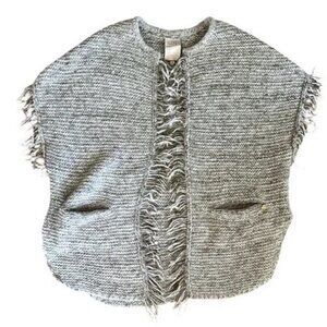 10 Feet Amsterdam grey fringe open-front sleeveless cardigan size S